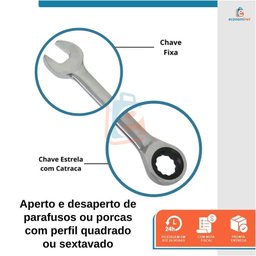 Chave Combinada Fixa Estrela com Catraca 8mm 17mm - 3