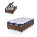 Ver mais imagens de Conjunto Box Baú Marrom Durban Azul Espuma D28 Solteiro 88x188x64 - King House