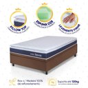 Ver imagem 3 de Conjunto Box Baú Marrom Durban Azul Espuma D28 Solteiro 88x188x64 - King House