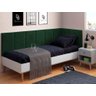 Conjunto Cabeceira Painel Estofada Cama de Solteiro - Verde Musgo - 2