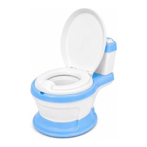 Troninho Privadinha Infantil Azul Assento Redutor Removível com Tampa e Compartimento para Lenços Mi
