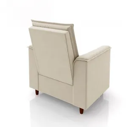 Poltrona Cadeira Amamentação Conforto Suede Bege + Puff - 3