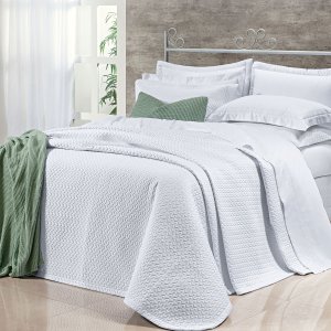 Kit Colcha King 400 Fios Egípcio 100% Algodão Branco 3 Peças