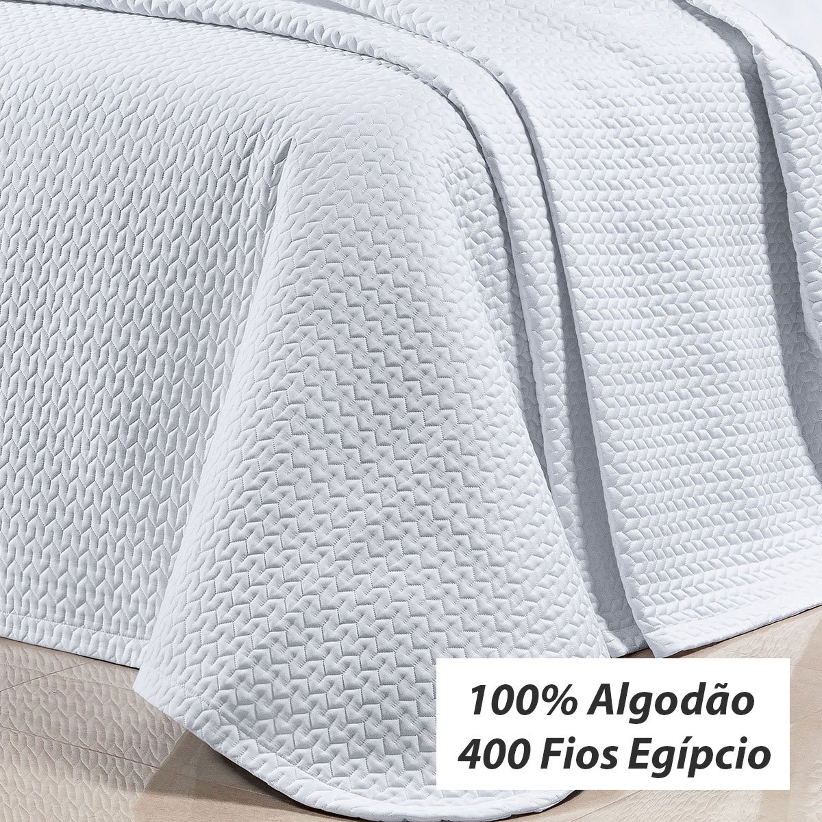 Kit Colcha King 400 Fios Egípcio 100% Algodão Branco 3 Peças - 2