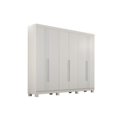 Roupeiro 6 Portas 4 Gavetas Detalhe Friso Madri Branco