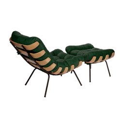 Poltrona Costela com Puff Suede Verde Escuro - Zahav Estofados - 2