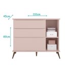Ver imagem 3 de Dormitório Melinda Guarda Roupa, Cômoda com Porta e Berço Retrô Rosê Acetinado - Phoenix Baby