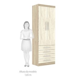 Guarda Roupa Modulado Solteiro 6 Portas 5 Gavetas com Cabeceira Master Luciane Moveis - 4