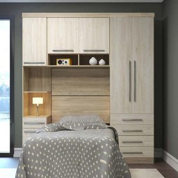 Guarda Roupa Modulado Solteiro 6 Portas 5 Gavetas com Cabeceira Master Luciane Moveis - 1
