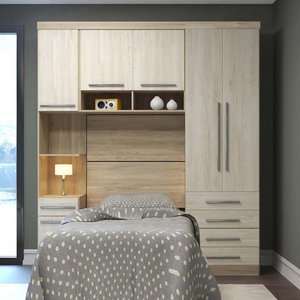 Guarda Roupa Modulado Solteiro 6 Portas 5 Gavetas com Cabeceira Master Luciane Moveis