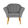 Poltrona Decorativa Amélia Pés Palito Suede Cinza - DS Estofados - 1