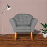 Poltrona Decorativa Amélia Pés Palito Suede Cinza - DS Estofados - 2