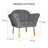 Poltrona Decorativa Amélia Pés Palito Suede Cinza - DS Estofados - 6