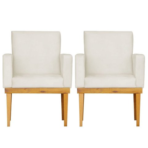Kit 2 Poltrona Decorativa para Sala Bella Base Madeira Maciça Linho:Bege
