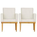 Ver imagem 1 de Kit 2 Poltrona Decorativa para Sala Bella Base Madeira Maciça Linho:Bege