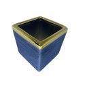 Ver imagem 5 de Cachepot Decorativo Ceramica Azul Borda Dourada 10x10 Espressione Cachepot Decorativo Quadrado, Vaso