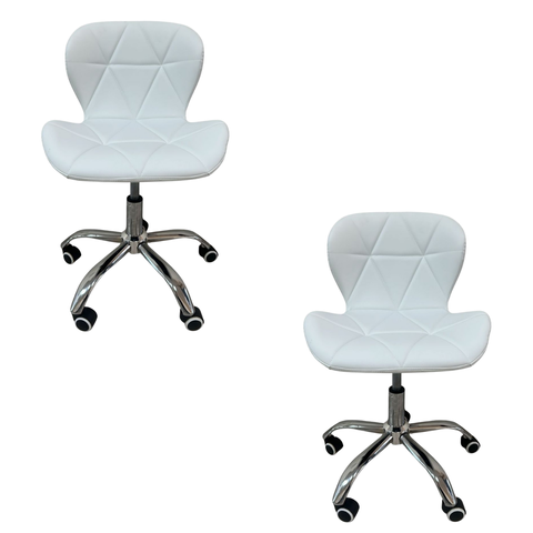 Kit 2 Cadeira Escritório Giratória Stilo Slim Confort com Rodado Cromado Branca 2 Un