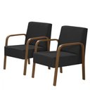 Ver imagem 1 de Kit 2 Poltronas 1 Lugar Jade Pé Madeira Dsalla Courino Preto