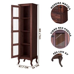 Kit Cozinha Rústica Madeira Maciça 3 Peças Portas Em Vidro Imbuia Shop JM - 2