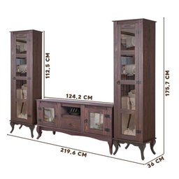 Kit Cozinha Rústica Madeira Maciça 3 Peças Portas Em Vidro Imbuia Shop JM - 4