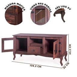 Kit Cozinha Rústica Madeira Maciça 3 Peças Portas Em Vidro Imbuia Shop JM - 3