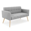 Ver imagem 1 de Sofá Namoradeira Elisa Suede Cinza Pés Palito Natural - D’Rossi