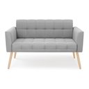 Ver imagem 3 de Sofá Namoradeira Elisa Suede Cinza Pés Palito Natural - D’Rossi