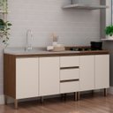 Ver imagem 2 de Kit 2 Balcão para Cozinha Conecta Pia Cooktop Off White Ebano Genialflex