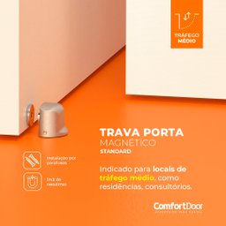 Trava Porta Magnético Fixador com Adesivo 3m Comfortdoor Prendedor Cromado Escovado - 2