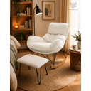Ver imagem 5 de Poltrona de Balanço Easy Cozy Off White com Estrutura Resistente e Puff Incluso