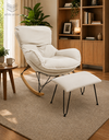 Ver imagem 6 de Poltrona de Balanço Easy Cozy Off White com Estrutura Resistente e Puff Incluso
