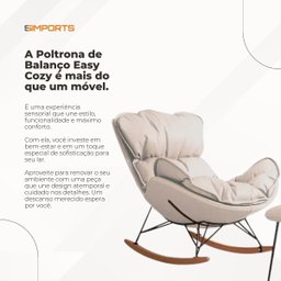 Poltrona de Balanço Easy Cozy Off White com Estrutura Resistente e Puff Incluso - 9