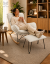 Ver imagem 4 de Poltrona de Balanço Easy Cozy Off White com Estrutura Resistente e Puff Incluso