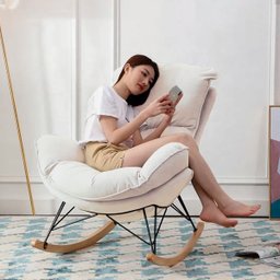 Poltrona de Balanço Easy Cozy Off White com Estrutura Resistente e Puff Incluso - 2