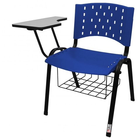 Cadeira Universitária Plástica Azul com Porta Livros 10 Unidades - Ultra Móveis