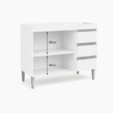 Ver imagem 3 de Balcão Gabinete de Pia 100 cm 2 Portas Andréia sem Tampo - AJL Móveis:Branco