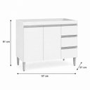 Ver imagem 2 de Balcão Gabinete de Pia 100 cm 2 Portas Andréia sem Tampo - AJL Móveis:Branco