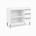 Ver imagem 4 de Balcão Gabinete de Pia 100 cm 2 Portas Andréia sem Tampo - AJL Móveis:Branco