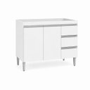 Ver imagem 6 de Balcão Gabinete de Pia 100 cm 2 Portas Andréia sem Tampo - AJL Móveis:Branco