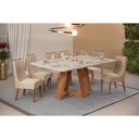 Ver imagem 1 de Conjunto: Mesa Sala Jantar Celeste C/ Tampo Madeirado C/ Vidro Retangular 160x90cm e 6 Cadeiras Jade