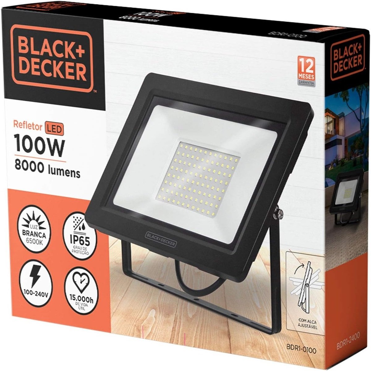 Refletor Led Eco Branca 100w Bivolt Conector Cabo Black+decker - 2