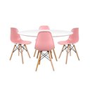 Ver imagem 1 de Conjunto Mesa Eames Branca 110cm e 4 Cadeiras Eames PP Rosa