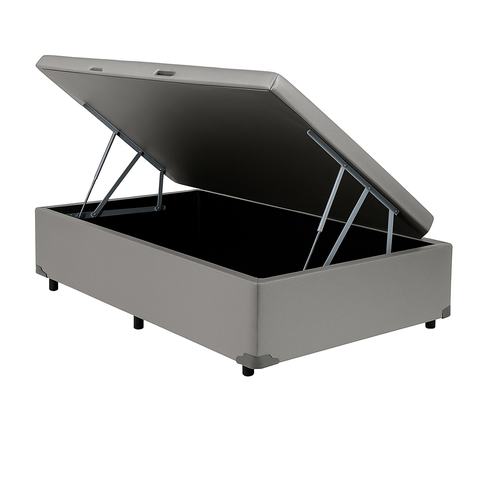 Cama Box Solteiro Baú Suede Cinza – 88x188x35