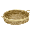 Ver imagem 1 de Bandeja Decorativa de Fibra Natural e Alumínio Dourado 26cm