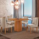 Ver imagem 1 de Mesa de Jantar Eloise 90cm Tampo Mdf Laminado com 4 Cadeiras Safira Moderna Mobília
