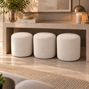 Ver imagem 1 de Kit 03 Puff Perse 36cm Redondo Decorativo Sala Quarto Tecido Bouclé