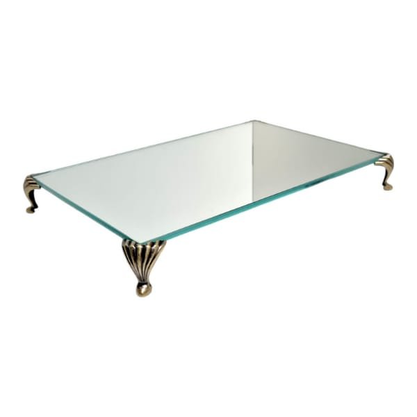 Bandeja Espelhada Pé Concha Ouro Velho Lavabo Banheiro 22x14