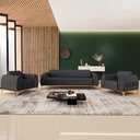 Ver mais imagens de Kit Sofá 3 Lugares 210cm com 2 Poltronas Molino Pés D'ouro D02 Linho Cinza Escuro C-416 - Lyam