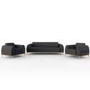 Ver imagem 1 de Kit Sofá 3 Lugares 210cm com 2 Poltronas Molino Pés D'ouro D02 Linho Cinza Escuro C-416 - Lyam