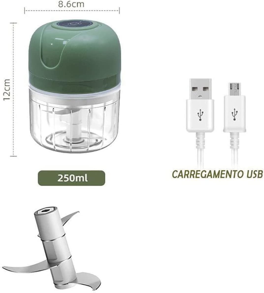 Mini Processador de Alimentos Elétrico Usb 250ml - 18